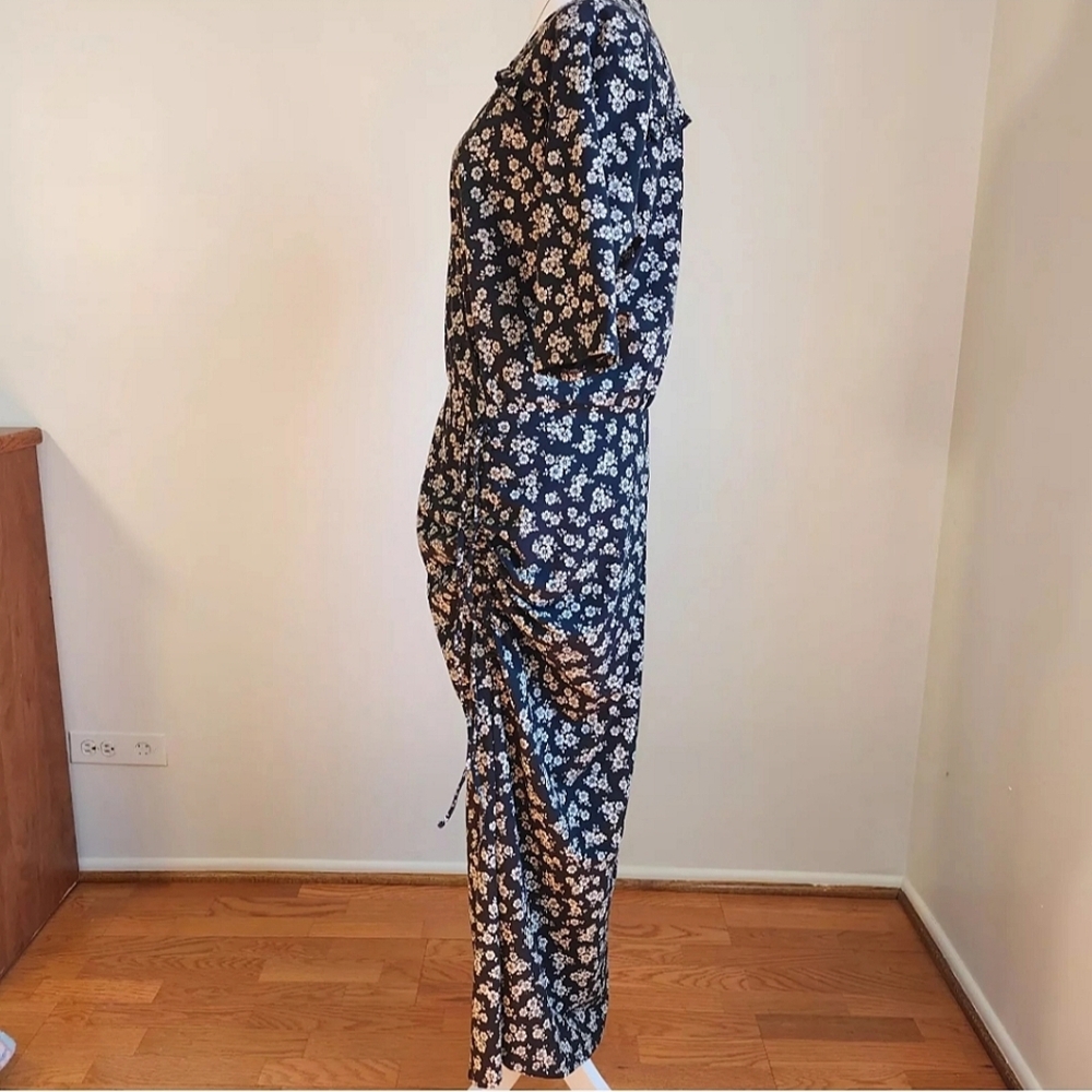 NWT Veronica Beard Women's Black White Mariposa Floral Maxi Ruched Dress XL - Picture 5 of 13